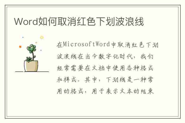 Word如何取消红色下划波浪线